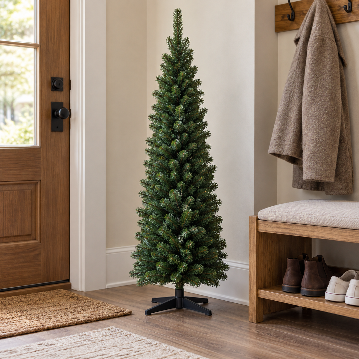 Slim Green Small-Space Christmas Tree