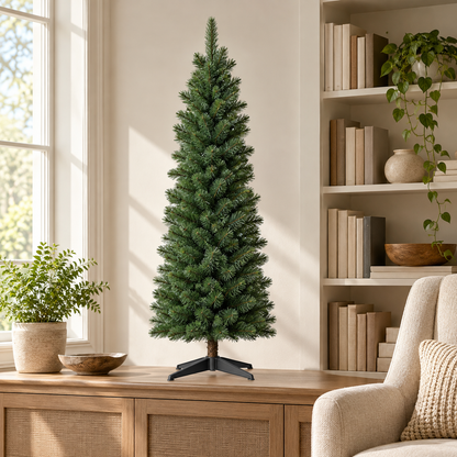 Slim Green Small-Space Christmas Tree