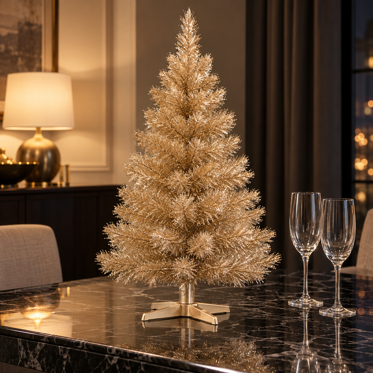 Champagne Gold Tabletop Christmas Tree