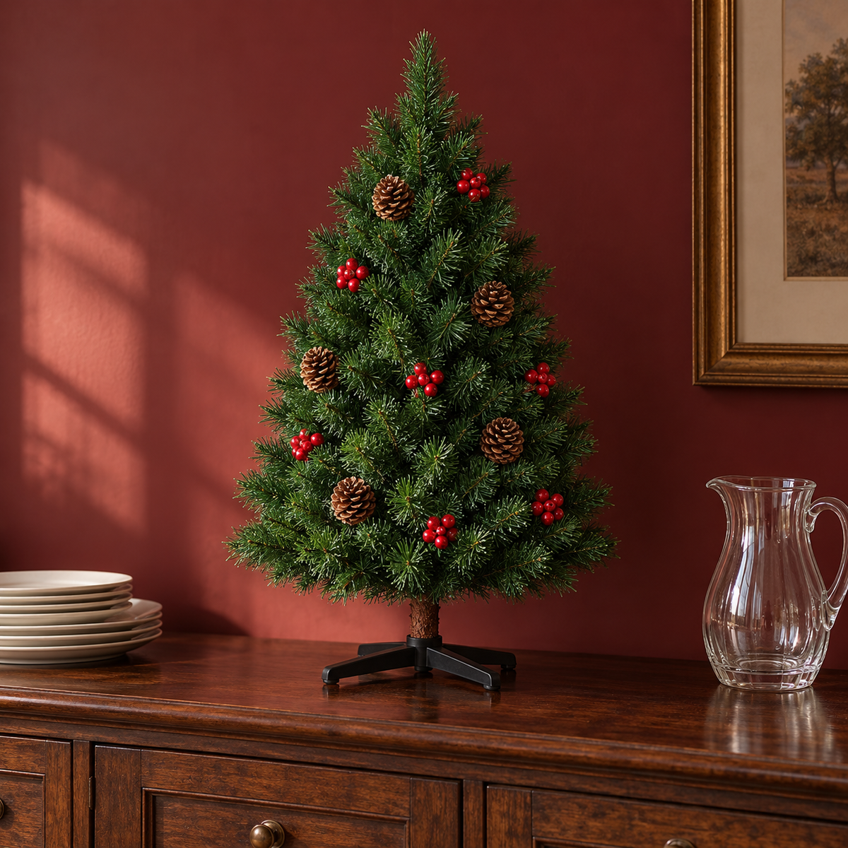 Pinecone and Red Berry Christmas Tree