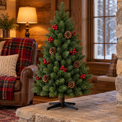 Pinecone and Red Berry Christmas Tree